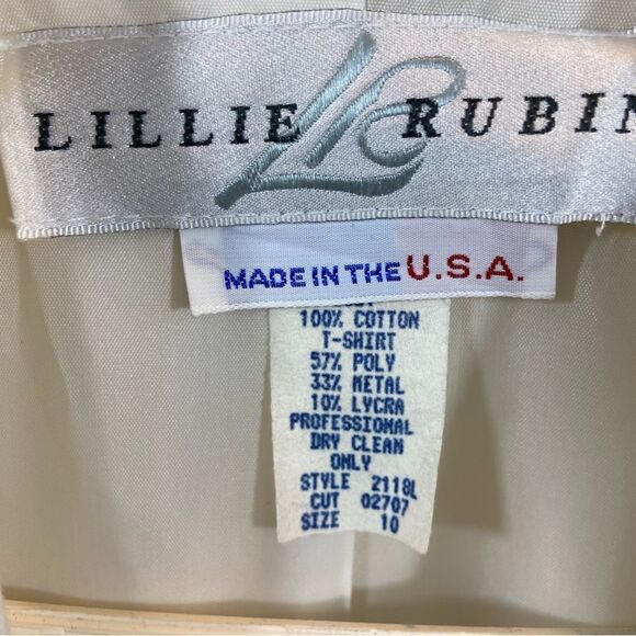 Vintage Lillie Rubin Ivory and Gold Double Breasted Blazer Size 10 Made in USA - Picture 14 of 14